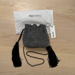 Olga Berg Karina Drawstring Crystal Mesh Bag